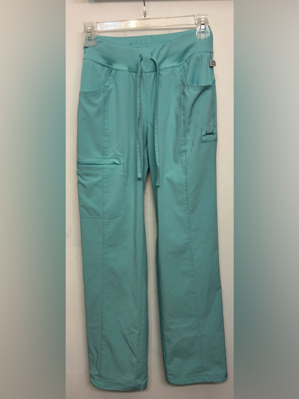Cherokee Infinity Aqua Straight Leg Flared Drawstring Scrub Bottoms Womans XS